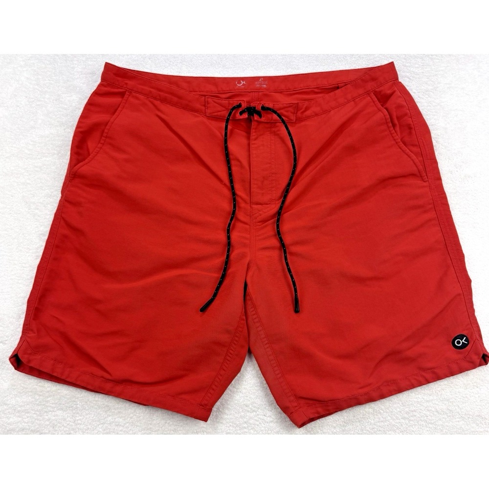 Outerknown Board Shorts Men's 32 7" Coral Swim Trunks Drawstring Surf Zip Pocket